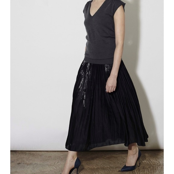 Rhié Liquid Charmeuse Sleeveless V Neck Maxi Slip Dress Charcoal Black Small - Picture 4 of 16